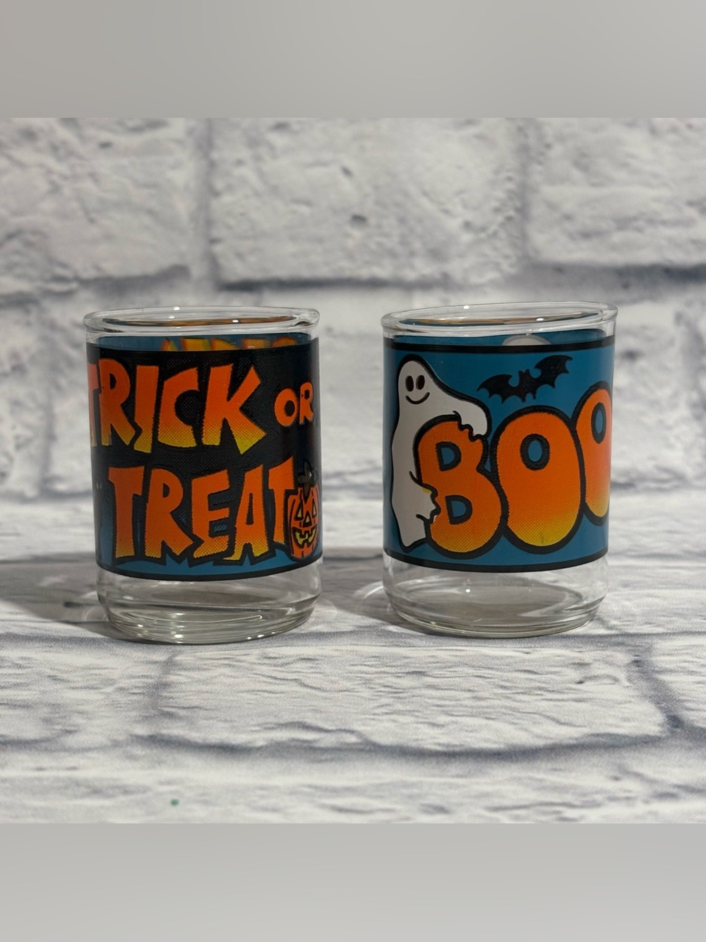 Vintage 90’s Indiana Glass Co Halloween themed tea light holder/votive set